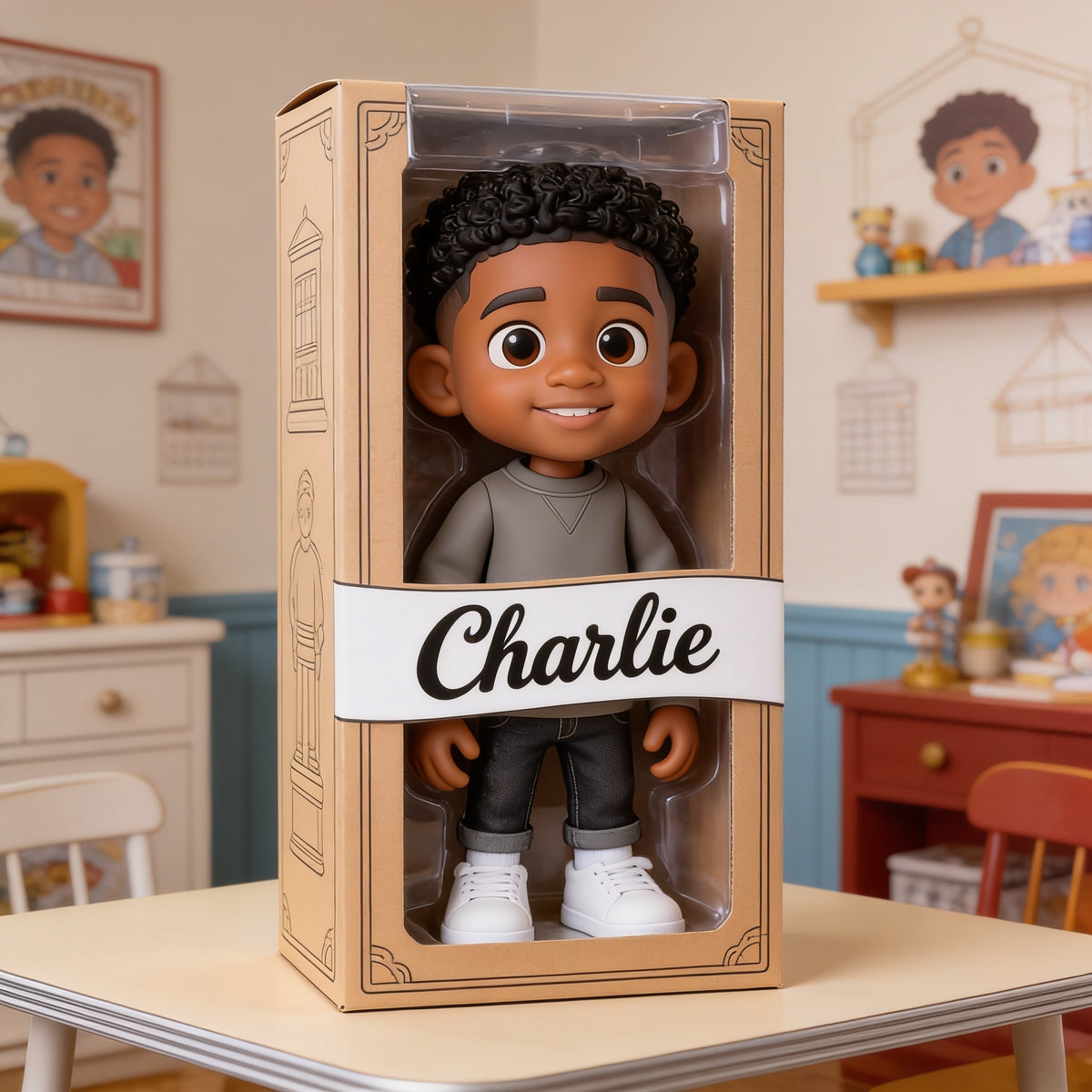 Personalized Black Little Boy Custom Shaped Acrylic Plaque Keepsake Gift