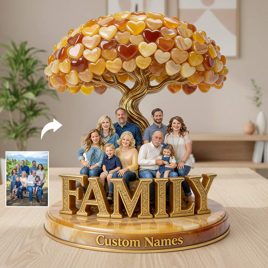 Personalized Black Christmas Family of Five Custom Shaped Acrylic Plaque