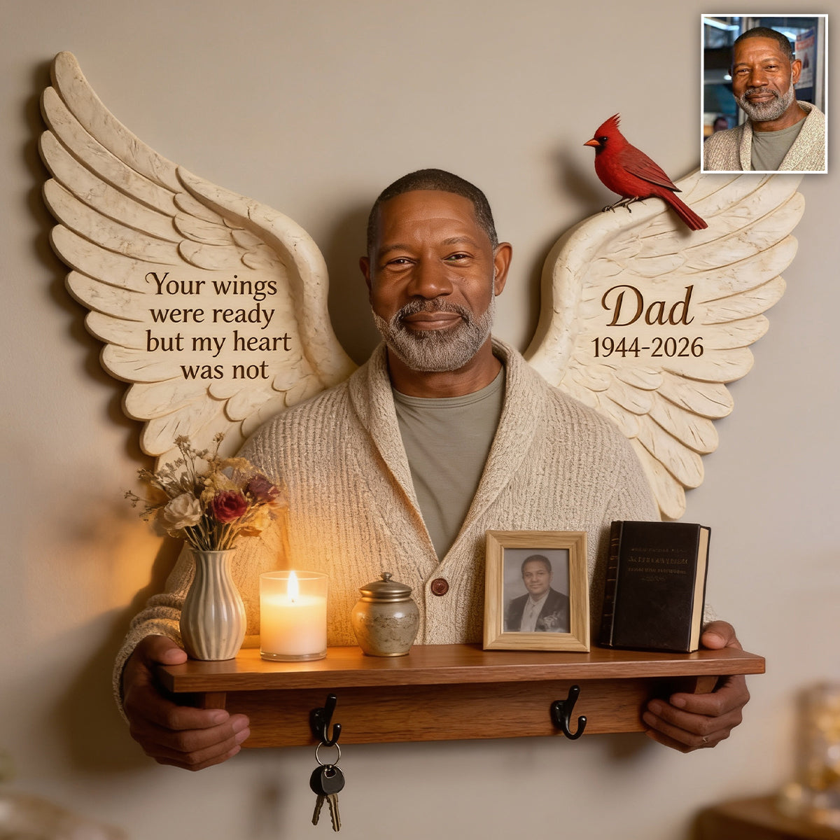 Personalized Little Boy Memorial Wooden Floating Shelf Wall Decor