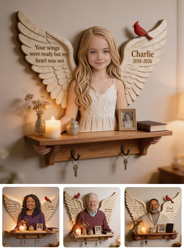 Personalized Little Girl Memorial Wooden Floating Shelf Sympathy Wall Decor