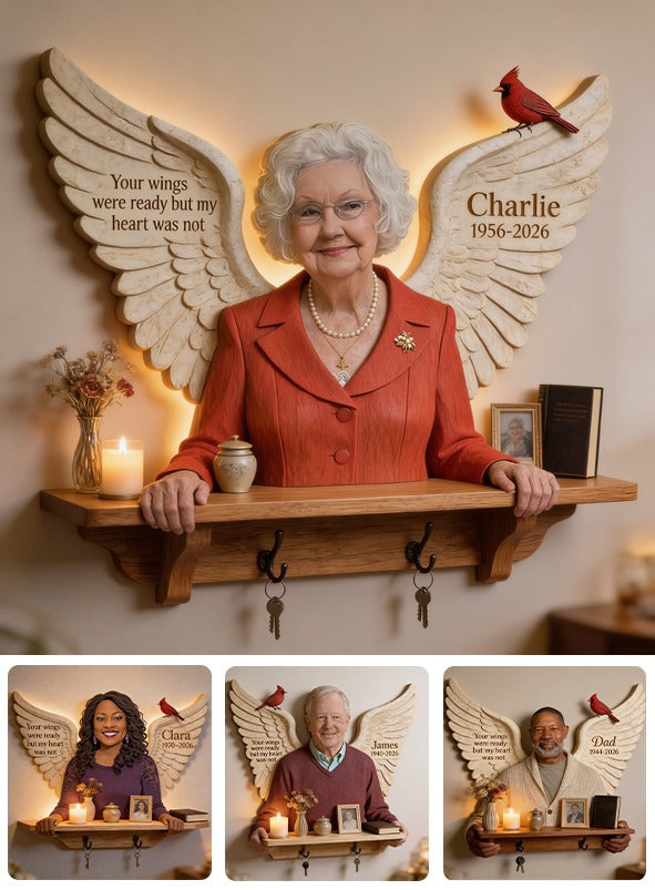 Personalized Older Woman Grandma Memorial Wooden Floating Shelf