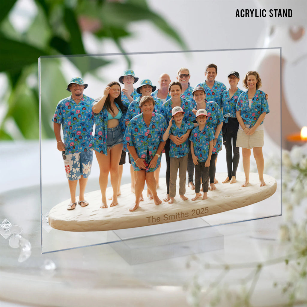 Personalized Christmas Black Christmas Family of Five Custom Shaped Acrylic Plaque