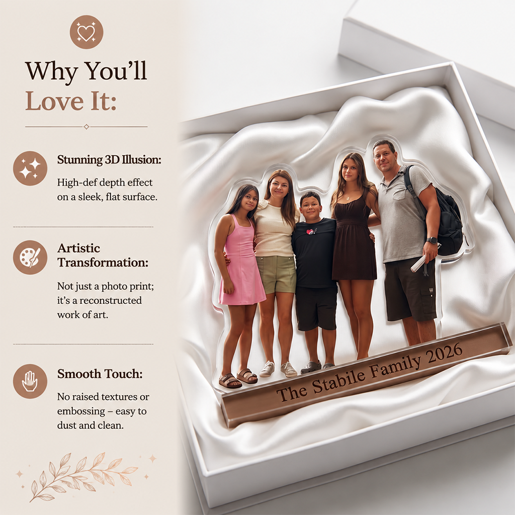 Personalized Black Family of Five Custom Shaped Acrylic Plaque Home Decor Gift