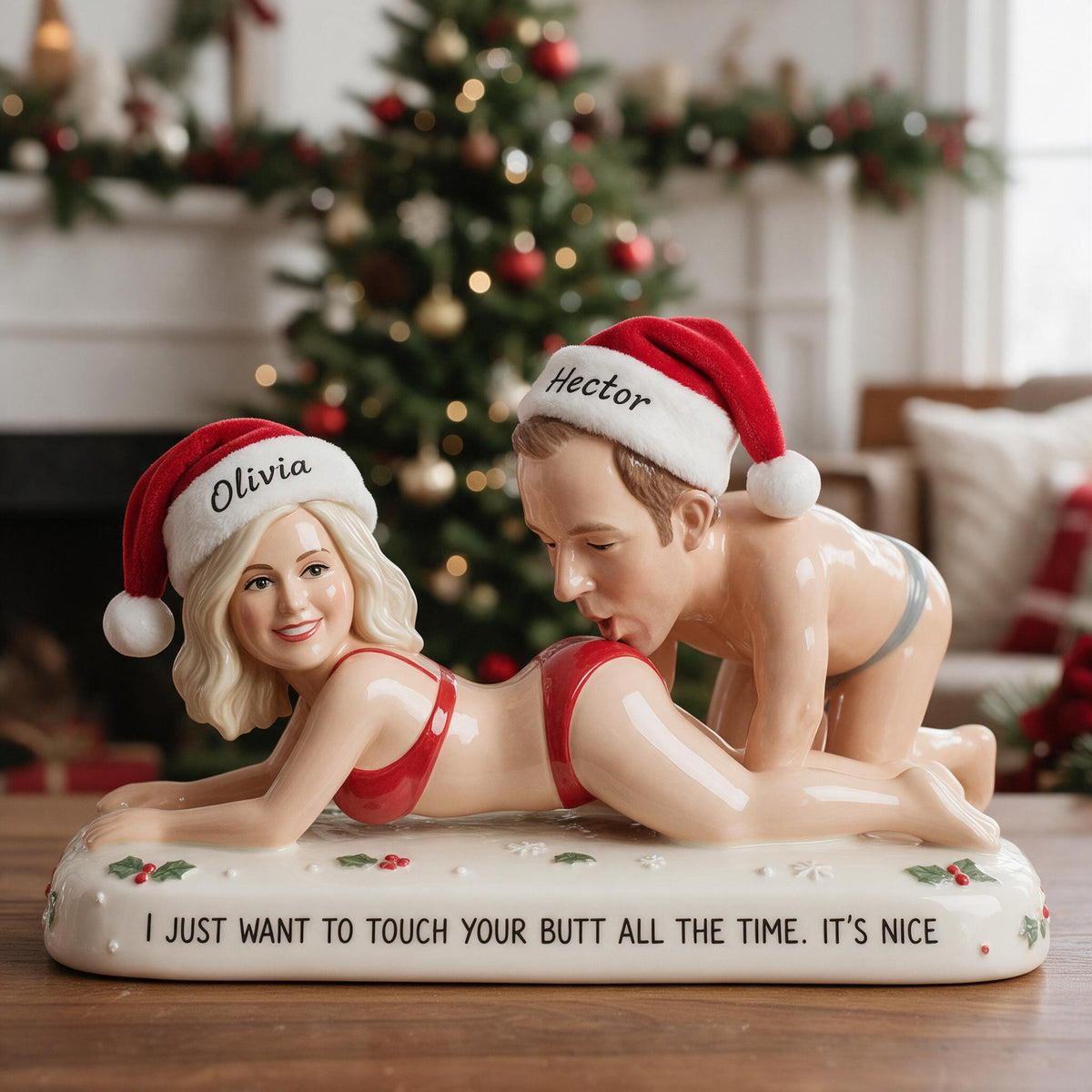 Custom Photo Christmas Middle-Aged Couple Spicy Funny 3D Plaque