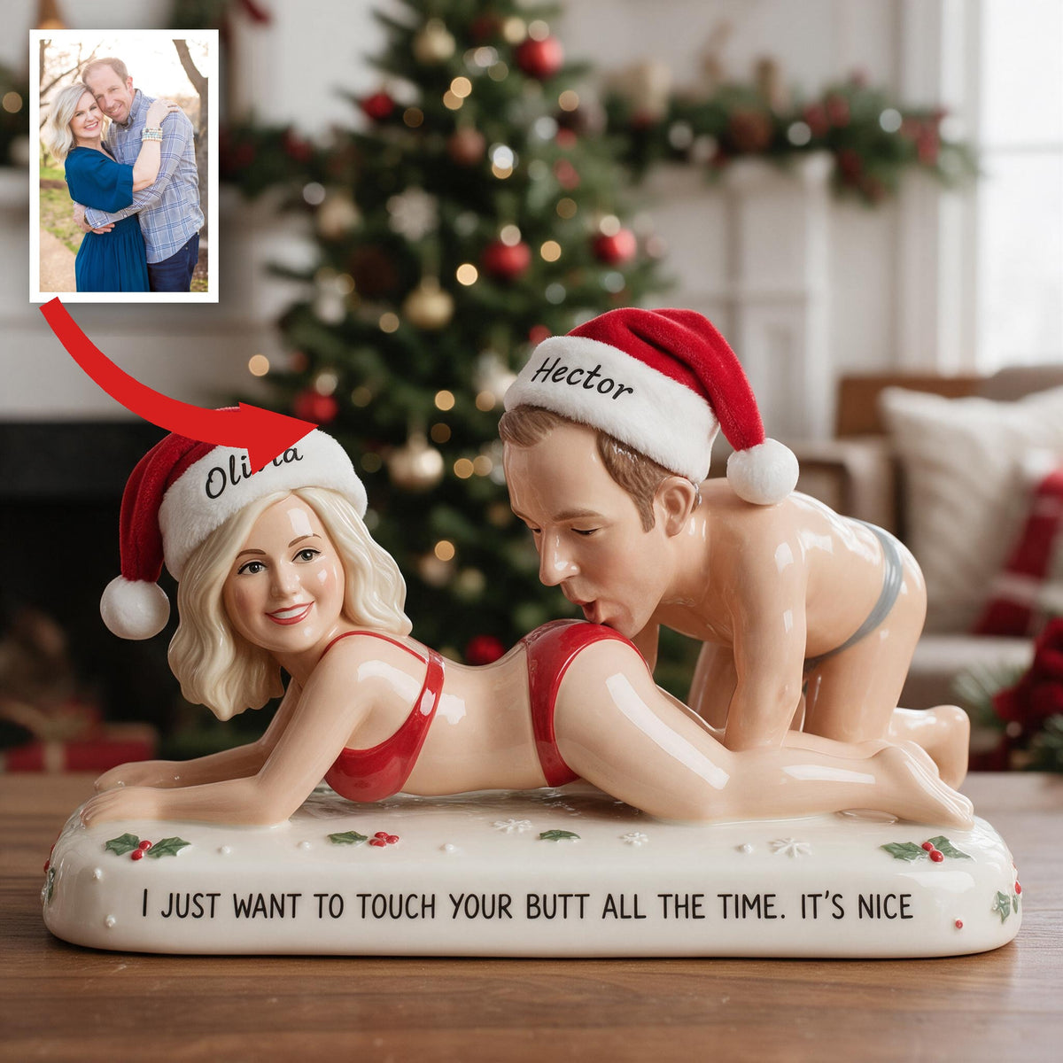 Custom Photo Christmas Middle-Aged Couple Spicy Funny 3D Plaque