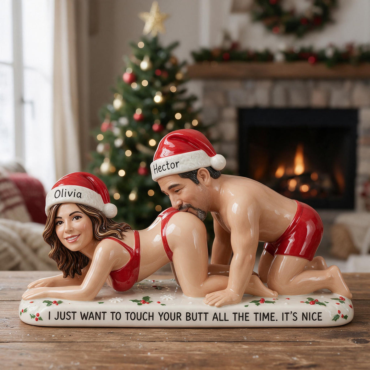 Custom Photo Christmas Middle-Aged Latino Couple Funny 3D Plaque Couple Gift
