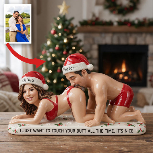 Custom Photo Christmas Middle-Aged Latino Couple Funny 3D Plaque Couple Gift