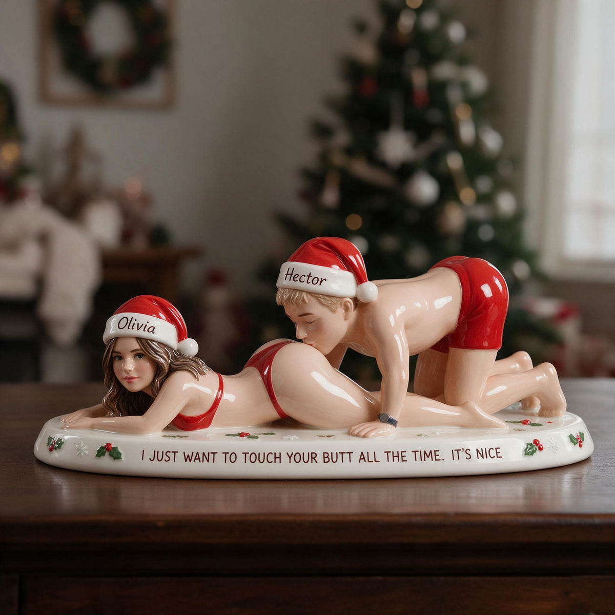 Custom Photo Christmas Funny Husband Wife Couple 3D Plaque Fun Couple Gift