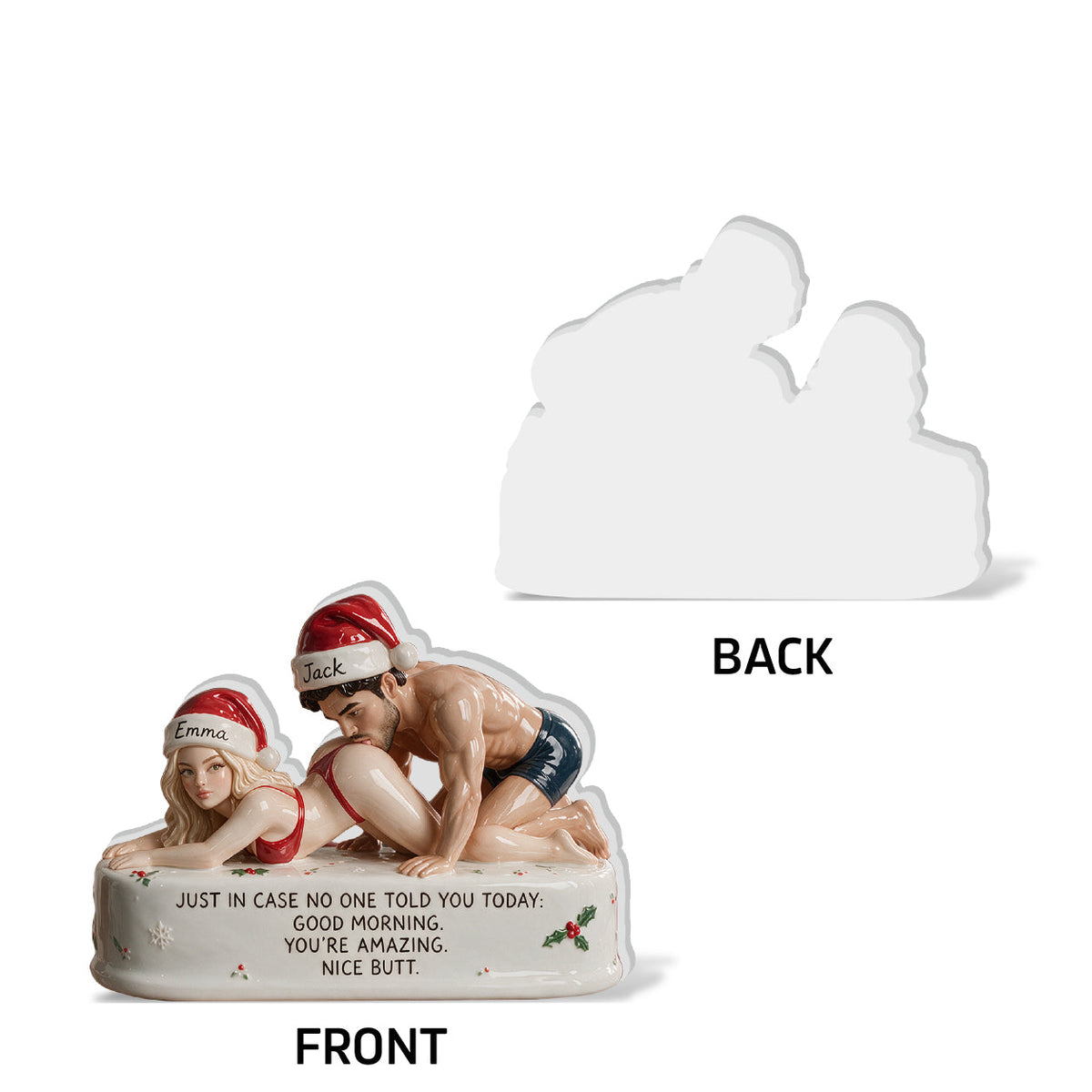 Custom Photo Christmas Middle-Aged Black Couple Funny 3D Plaque Spicy Couple Gift