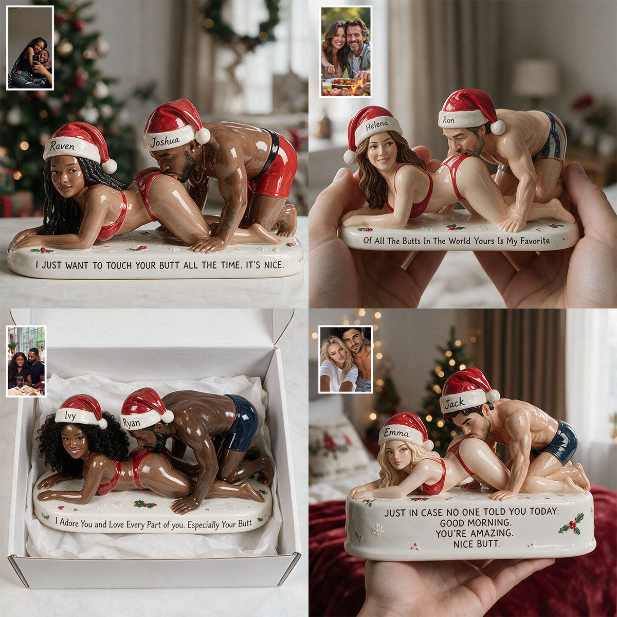 Custom Photo Christmas Funny Husband Wife Couple 3D Plaque Fun Couple Gift