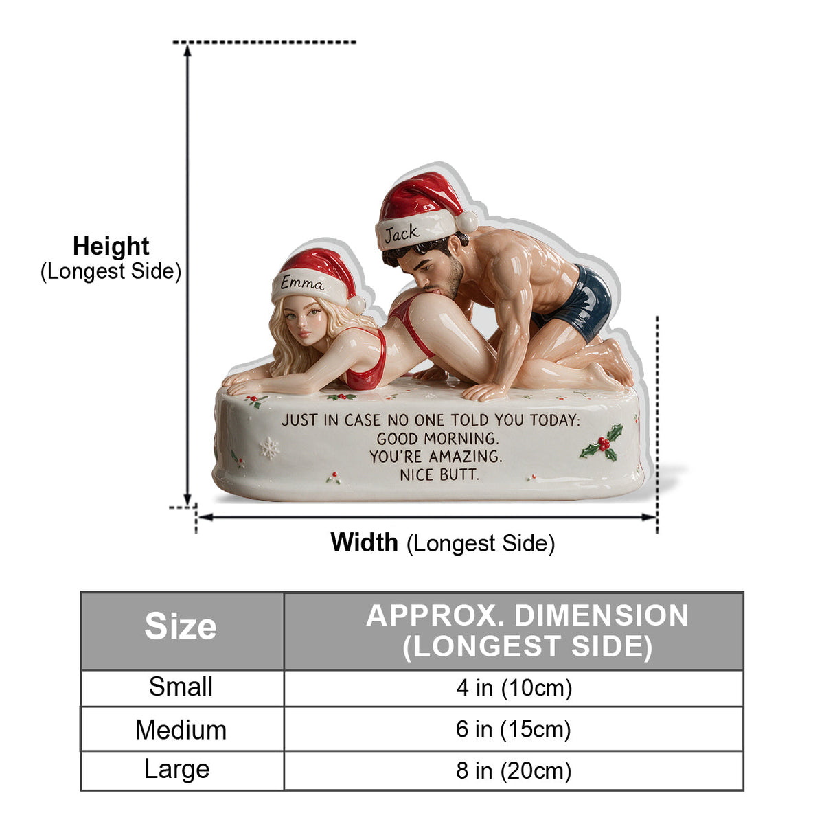 Custom Photo Christmas Middle-Aged Latino Couple Funny 3D Plaque Couple Gift
