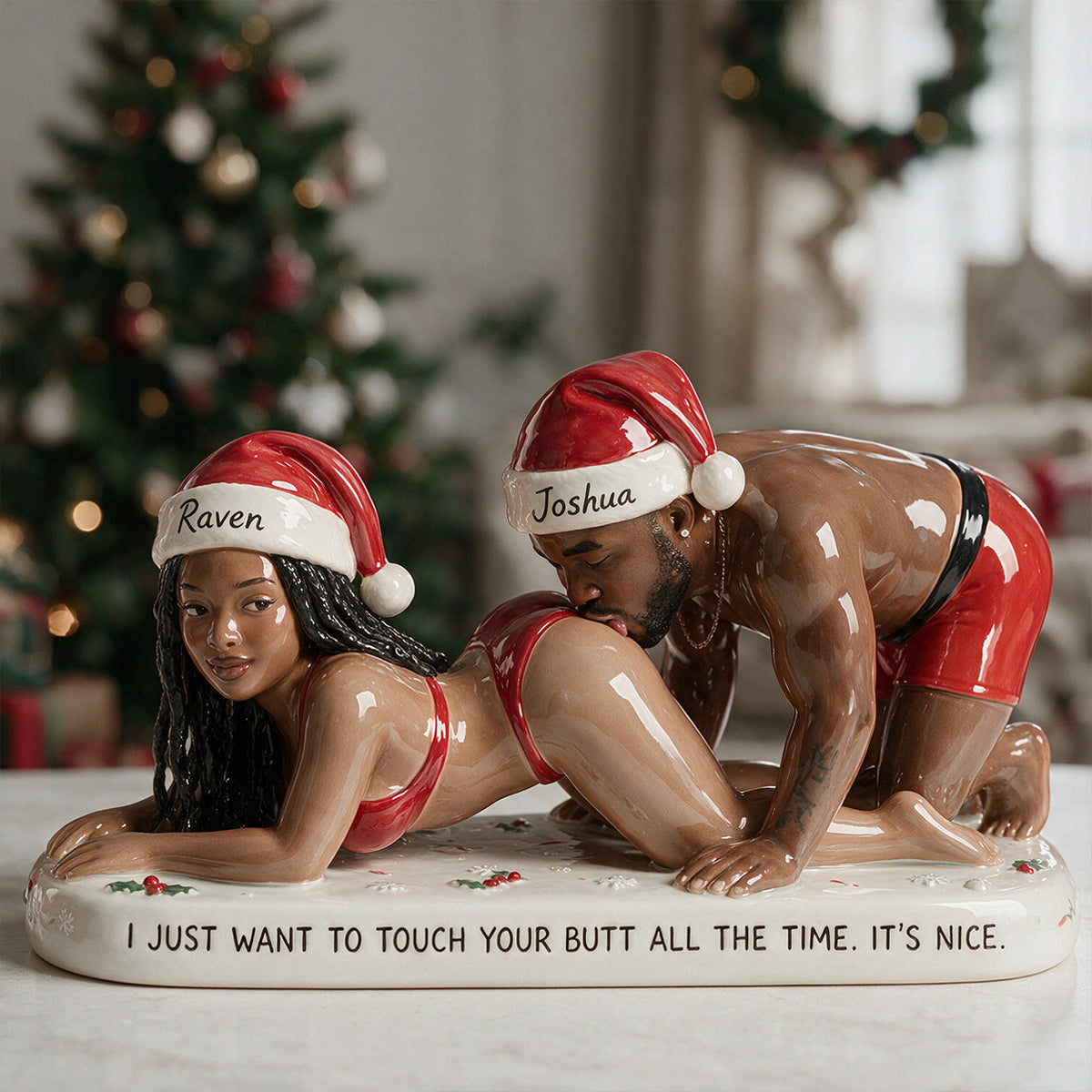 Custom Photo Christmas Middle-Aged Latino Couple Funny 3D Plaque Couple Gift