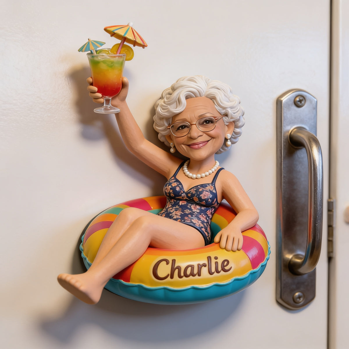 Personalized Older Black Woman Grandma Cruising 3D Fridge Magnet