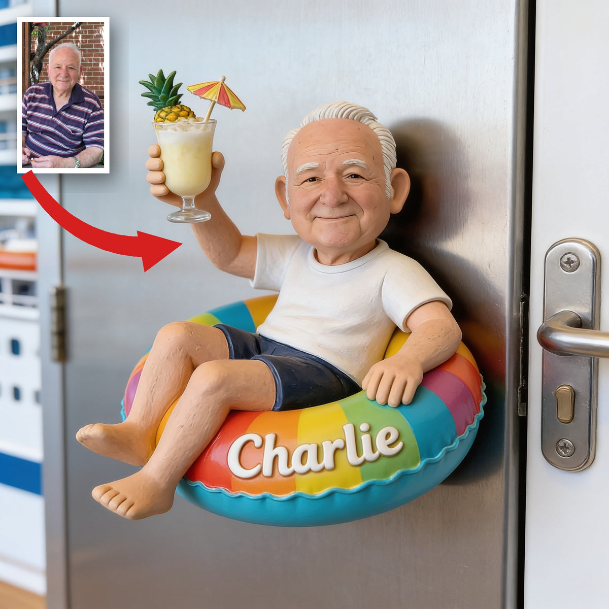 Personalized Older Man Grandpa Cruise 3D Magnet Fridge Decor Gift