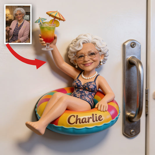 Personalized Older Black Woman Grandma Cruising 3D Fridge Magnet