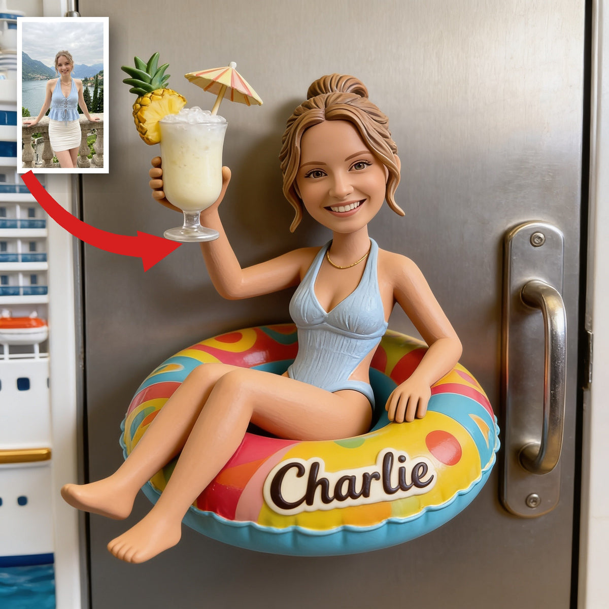 Personalized Woman Cruise 3D Resin Fridge Magnet
