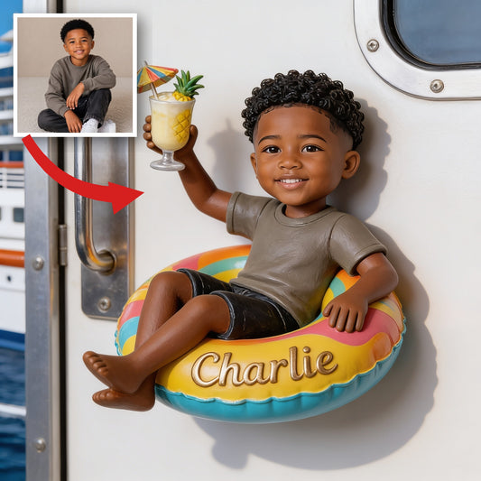 Personalized Black Little Boy Cruise 3D Fridge Magnet