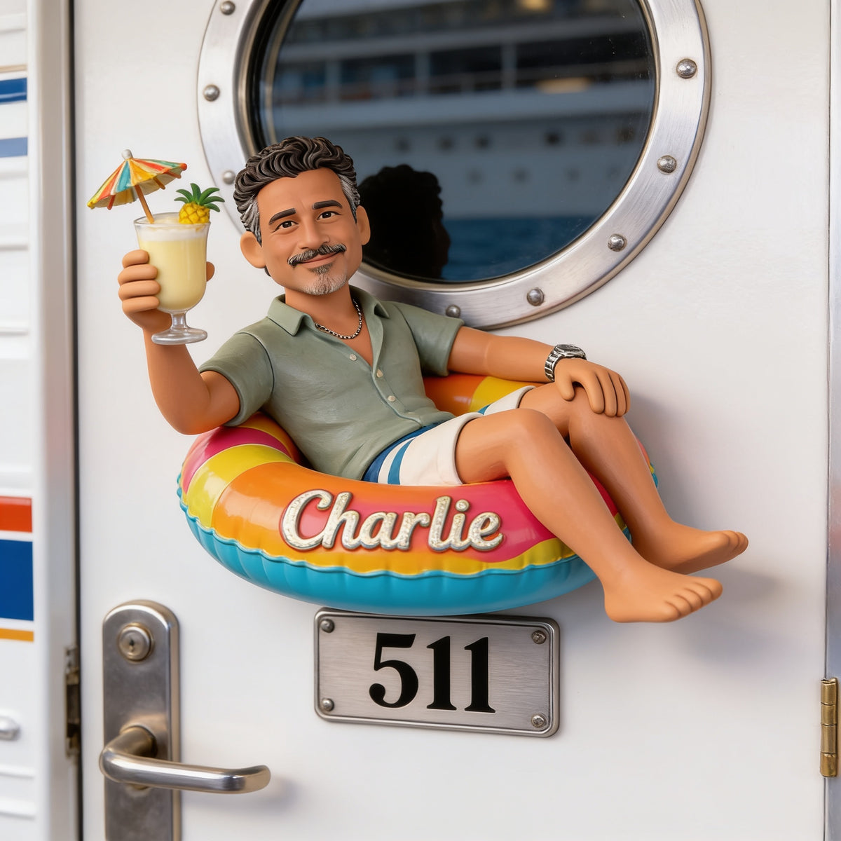 Personalized Middle-Aged Latino Man Cruising 3D Magnet, Dad Husband Gift