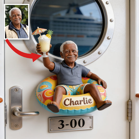 Personalized Older Black Man Grandpa 3D Cruising Magnet Cruise Door Keepsake