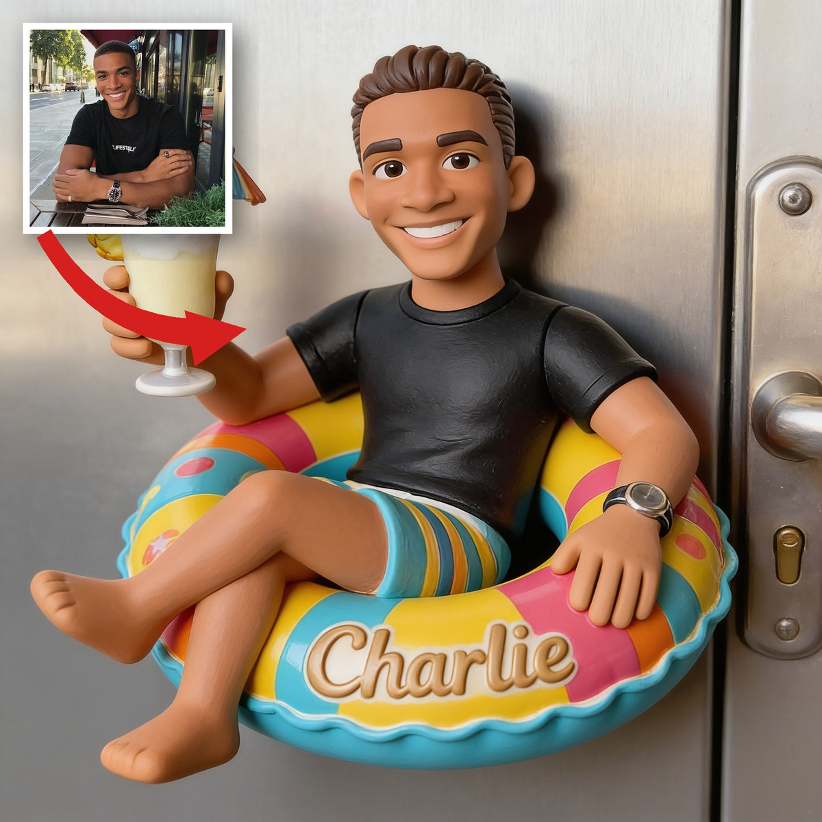 Personalized Black Man Cruise 3D Fridge Magnet Gift