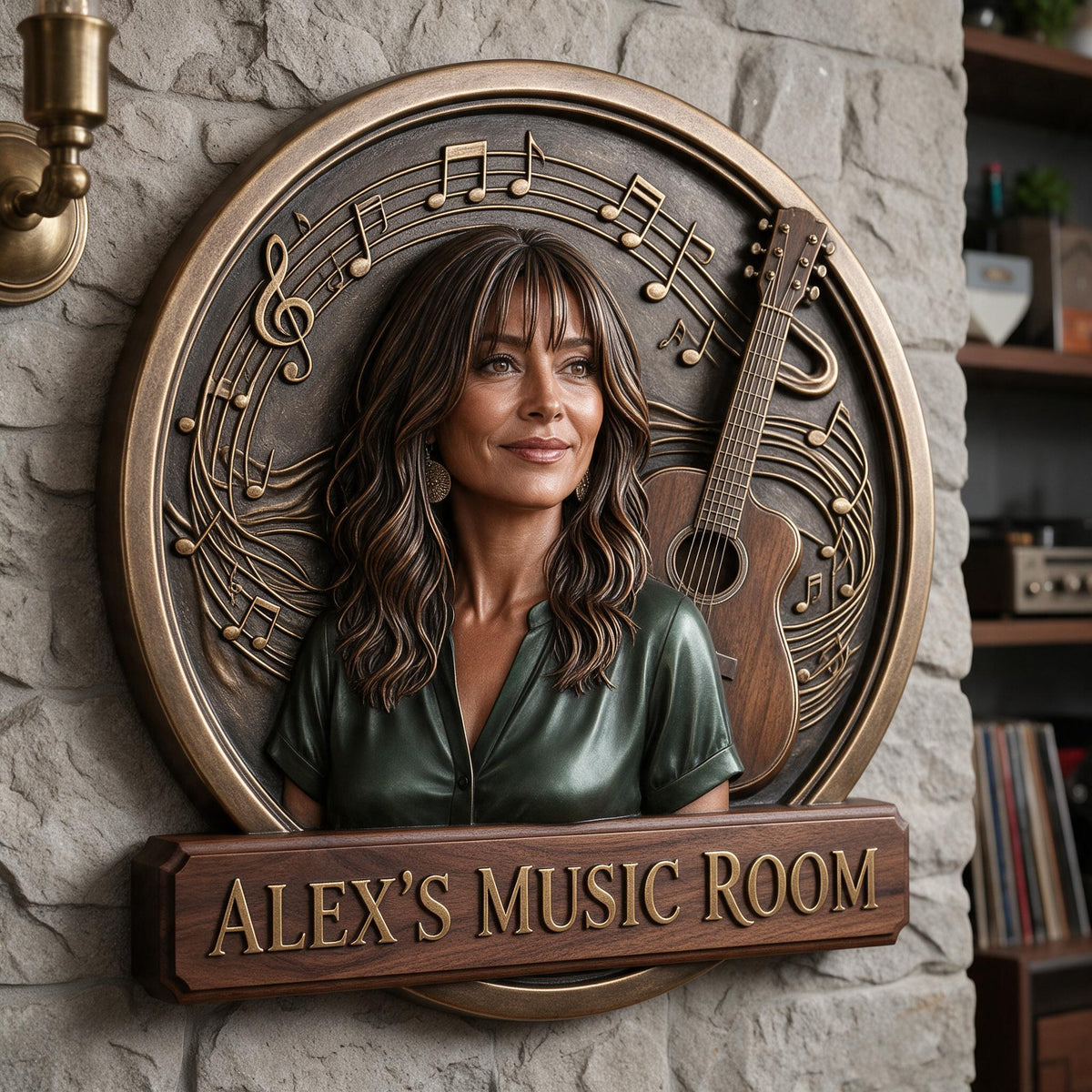 Custom Photo Middle-Aged Latina Woman Music Room 3D Cut Metal Sign Gift for Mom Wife