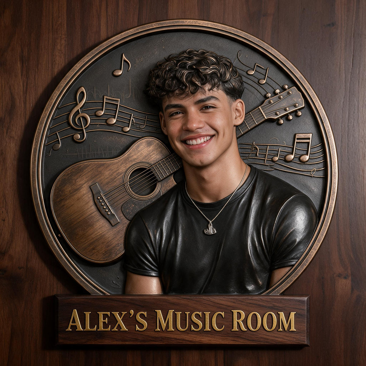 Custom Photo Latino Man Music Room Guitar 3D Cut Metal Sign Home Decor