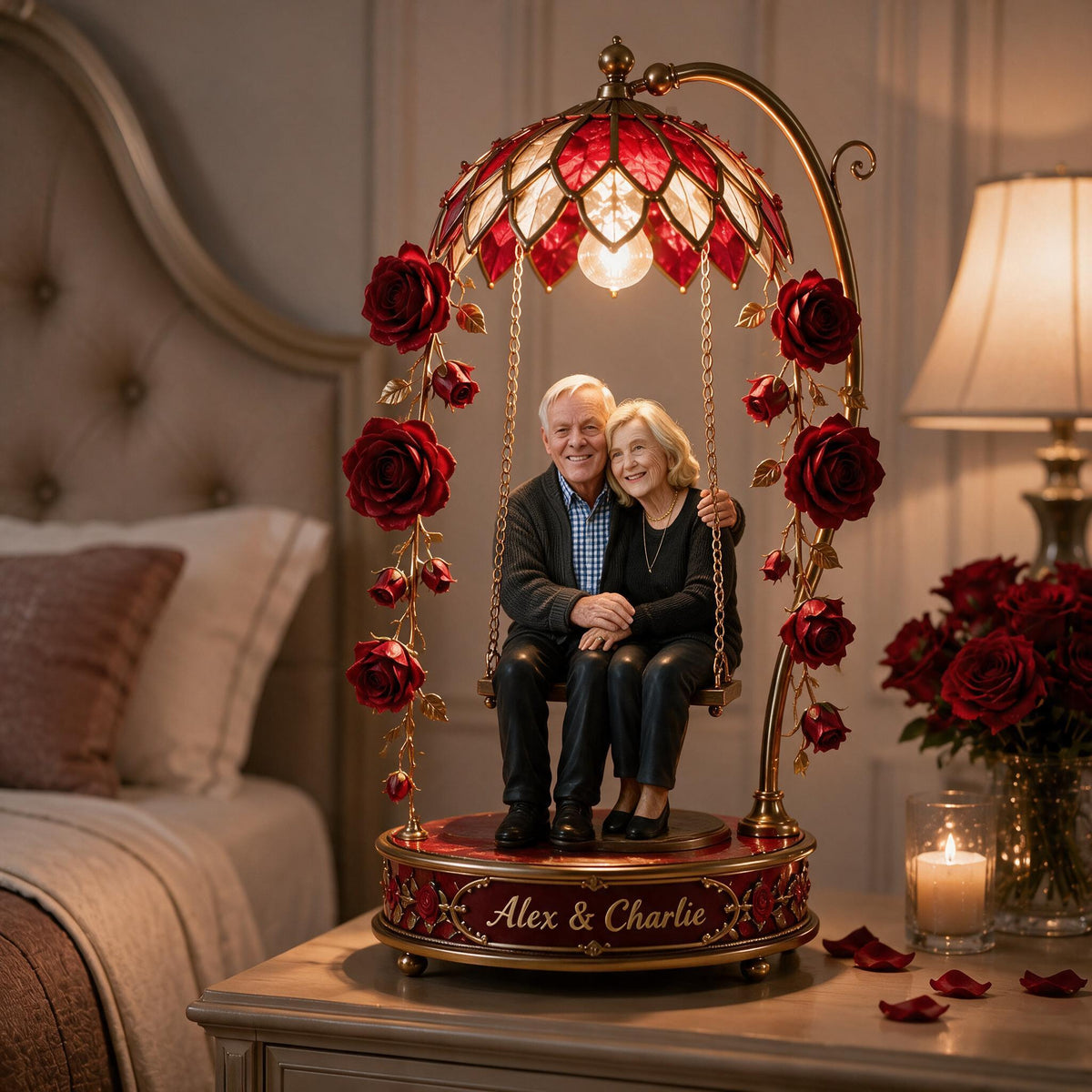 Custom Photo Older Couple Acrylic LED Night Light Gift for Grandparents & Parents