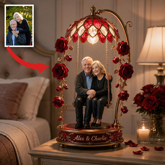 Custom Photo Older Couple Acrylic LED Night Light Gift for Grandparents & Parents