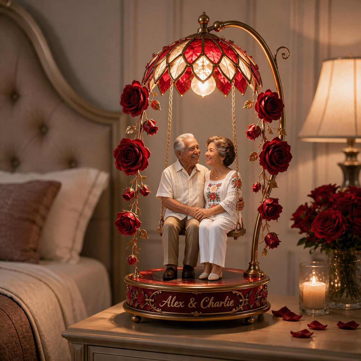 Custom Photo Older Latino Couple Acrylic LED Night Light, Personalized Couple Gift