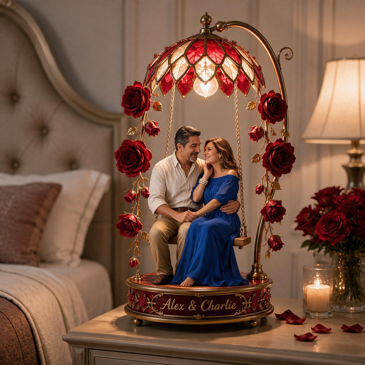 Custom Photo Middle-Aged Latino Couple Acrylic LED Night Light Romantic Couple Gift