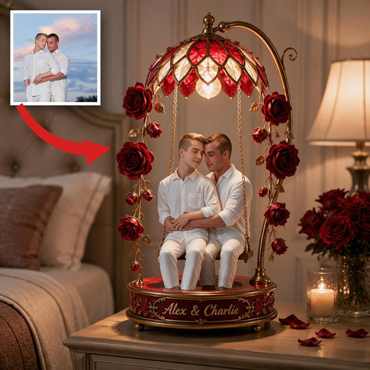Custom Photo Gay Couple Acrylic LED Night Light LGBT Romantic Keepsake Gift