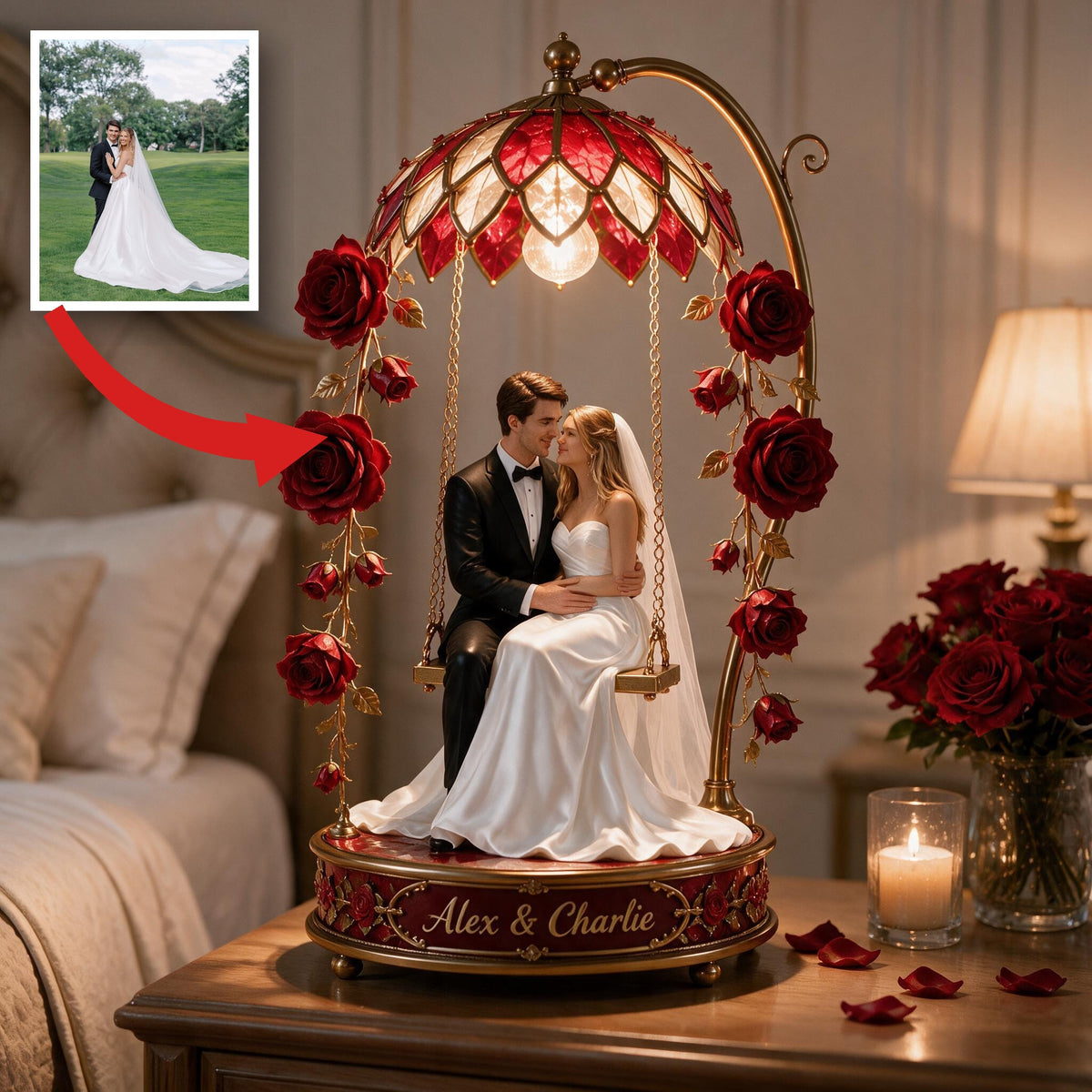 Custom Photo Wedding Couple Acrylic LED Night Light Wedding Gift