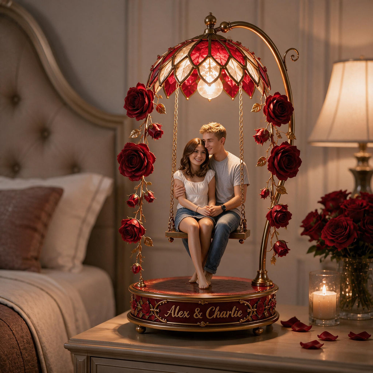 Custom Photo Couple Acrylic LED Night Light Romantic Husband Wife Gift