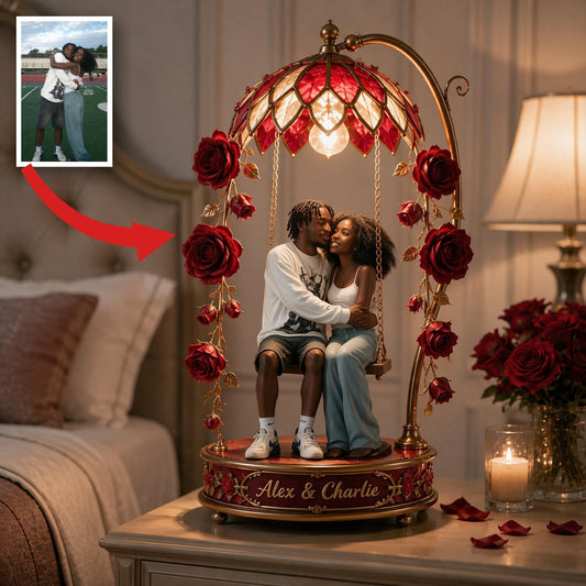Custom Photo Black Couple Acrylic LED Night Light Personalized Couple Gift