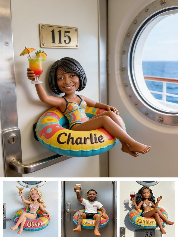 Personalized Middle-Aged Black Woman Cruising 3D Magnet Travel Gift
