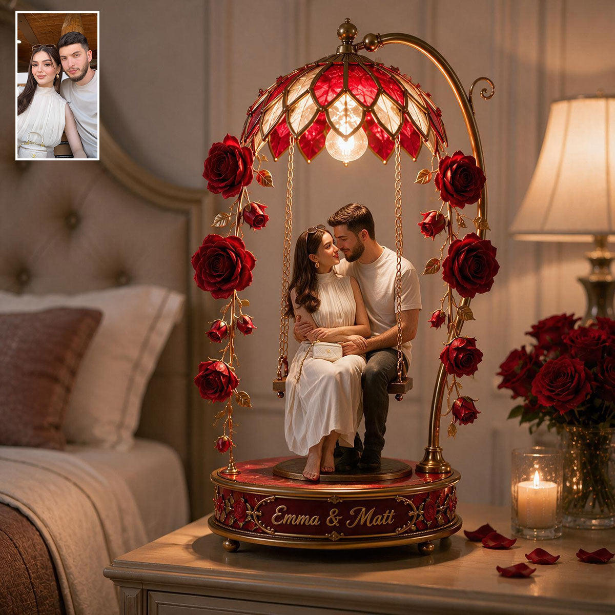 Custom Photo Older Couple Acrylic LED Night Light Gift for Grandparents & Parents