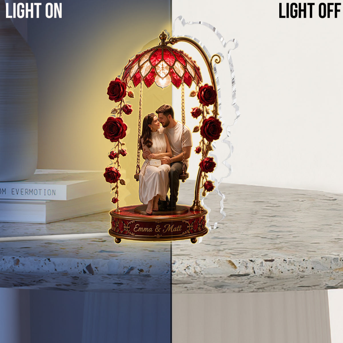 Custom Photo Older Couple Acrylic LED Night Light Gift for Grandparents & Parents