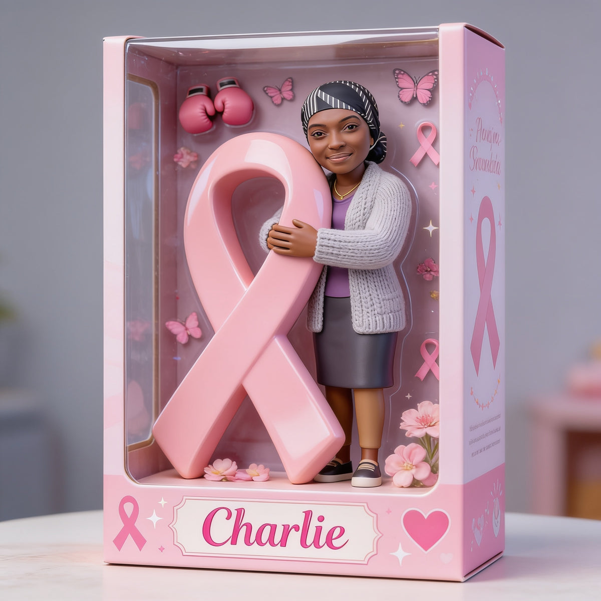 Personalized Black Breast Cancer Woman Custom Shaped Acrylic Plaque Awareness Gift