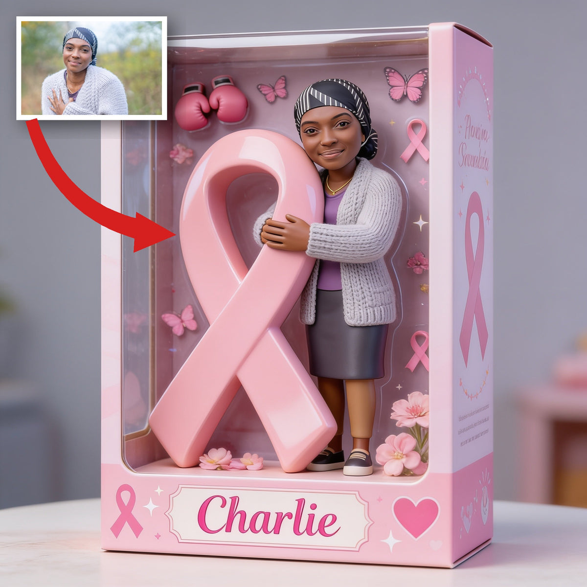 Personalized Black Breast Cancer Woman Custom Shaped Acrylic Plaque Awareness Gift