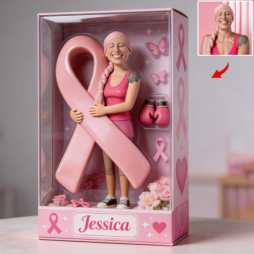 Personalized Middle-Aged Breast Cancer Woman Custom Shaped Acrylic Plaque Breast Cancer Awareness Gift