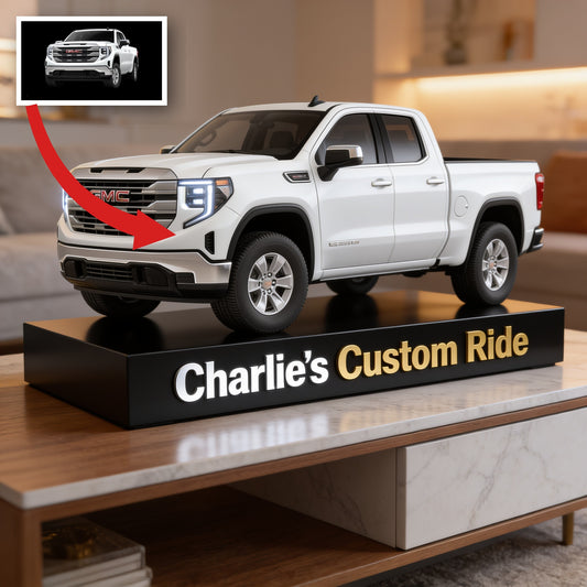 Personalized White GMC Pickup Truck Custom Shaped Acrylic Plaque Car Lover Gift