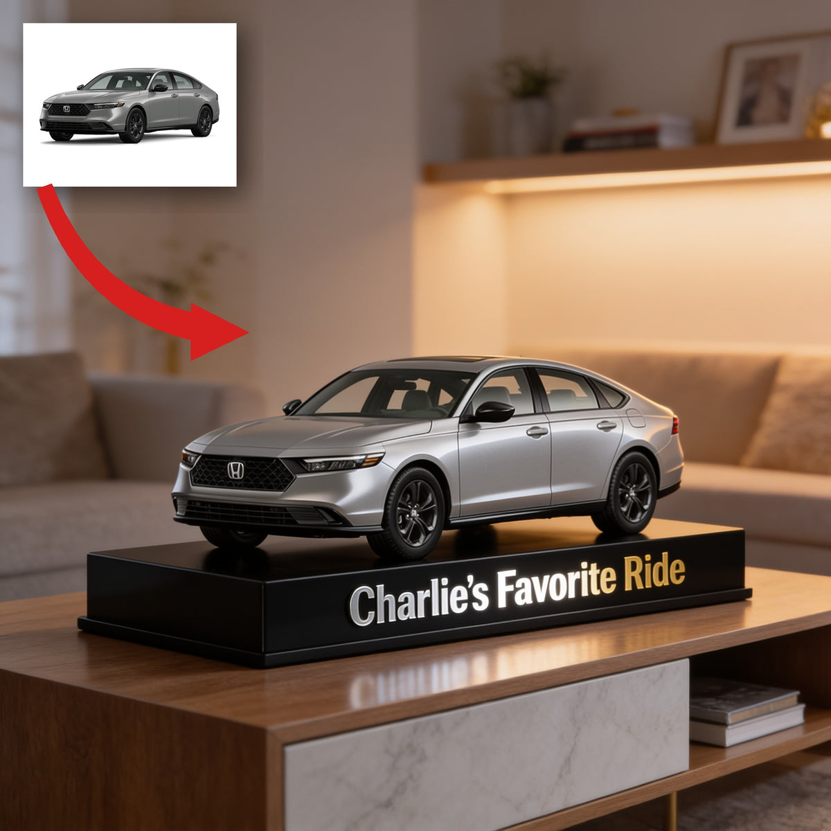 Personalized Silver Gray Honda Accord Custom Shaped Acrylic Plaque Car Lover Gift