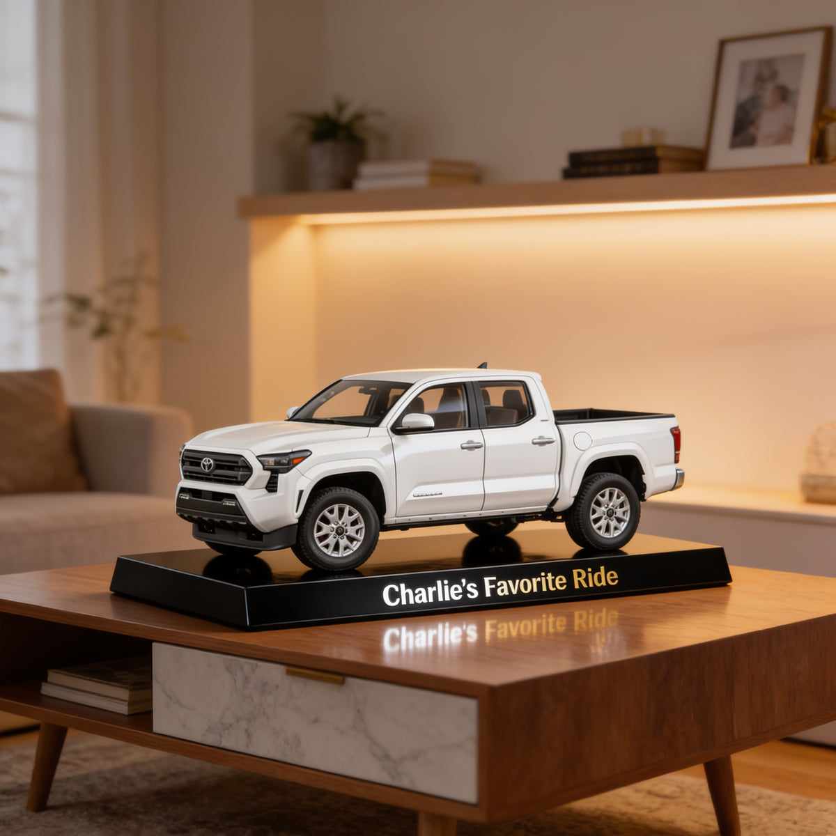 Personalized White Toyota Tacoma Pickup Truck Custom Shaped Acrylic Plaque Car Lover Gift