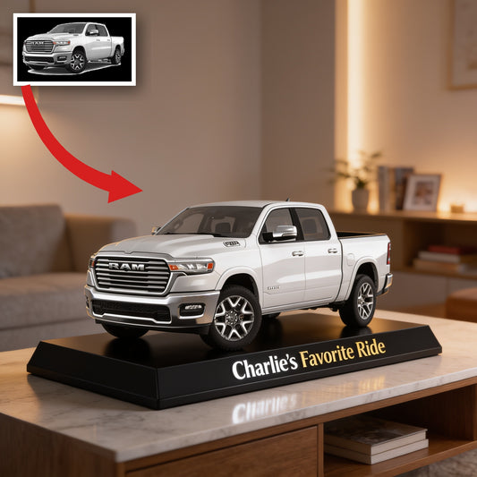 Personalized White Ram Pickup Truck Custom Shaped Acrylic Plaque Car Lover Gift