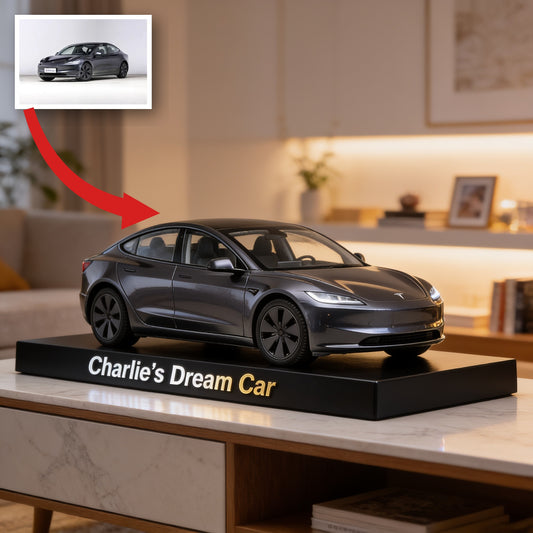 Personalized Dark Grey Tesla Model 3 Custom Shaped Acrylic Plaque Car Lover Gift