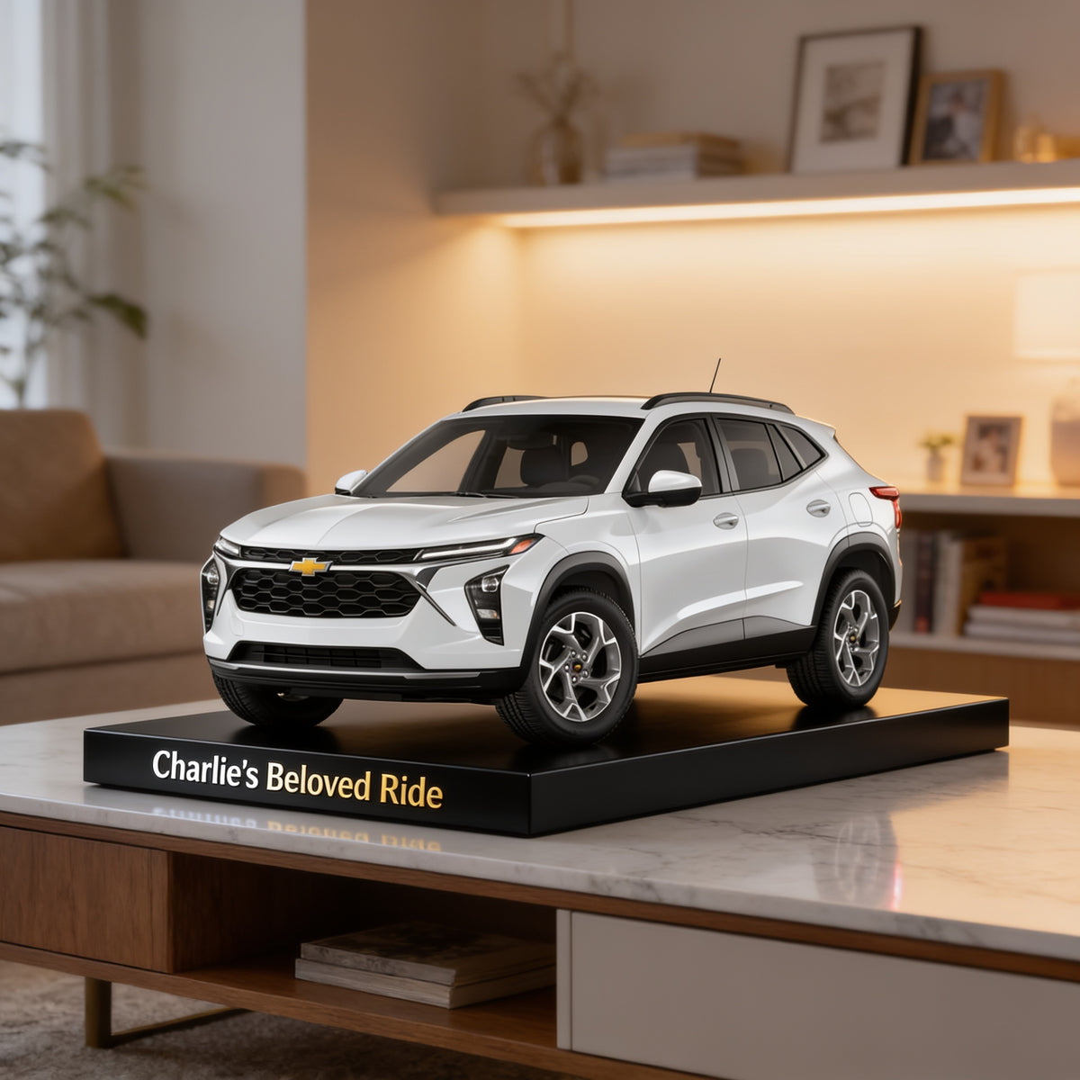 Personalized White Chevrolet Crossover SUV Custom Shaped Acrylic Plaque Car Lover Gift