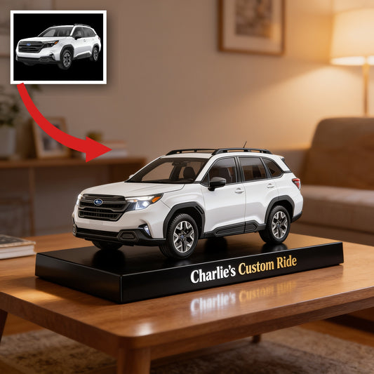 Personalized White Subaru SUV Custom Shaped Acrylic Plaque Car Lover Gift
