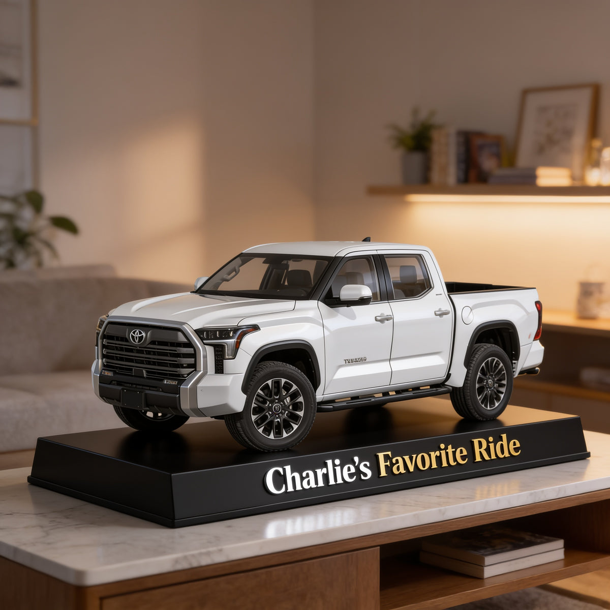 Personalized White Toyota Tundra Pickup Truck Custom Shaped Acrylic Plaque Car Lover Gift