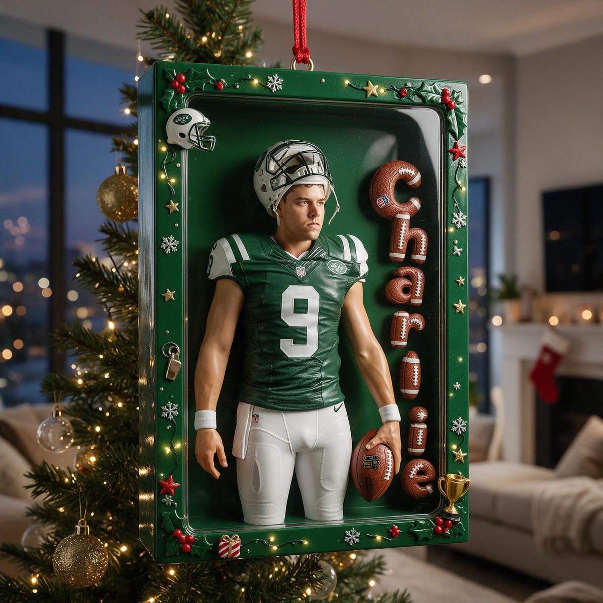 Personalized Christmas American Football Player Ornament Football Fan Gift