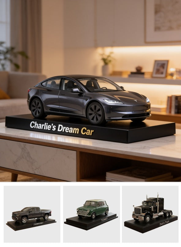 Personalized Dark Grey Tesla Model 3 Custom Shaped Acrylic Plaque Car Lover Gift
